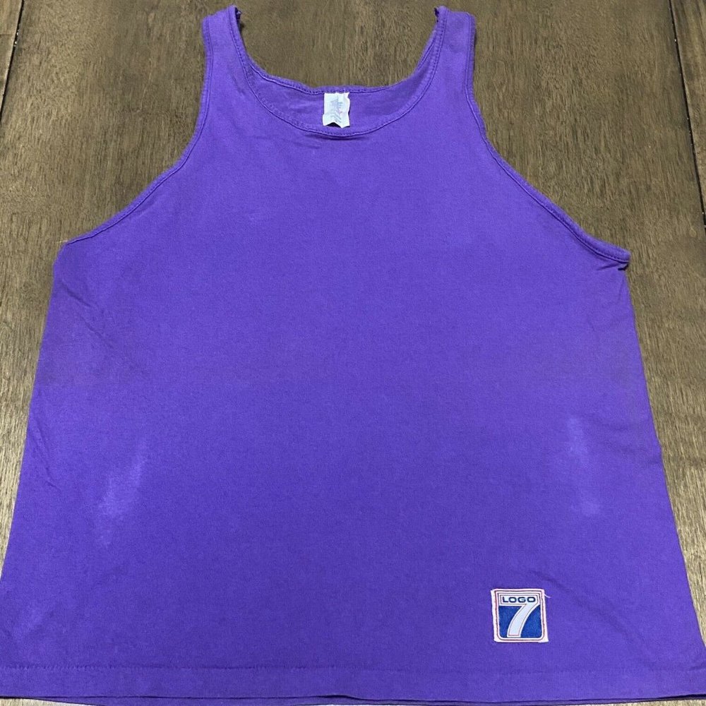PURPLE LOGO 7 SINGLE STITCH MUSCLE T Shirt Plain